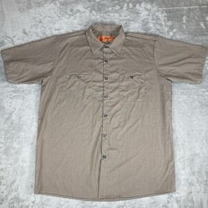 Red Kap‎ SP24 Industrial Work Shirt Mens XL Brown Regular Fit Short Sleeve